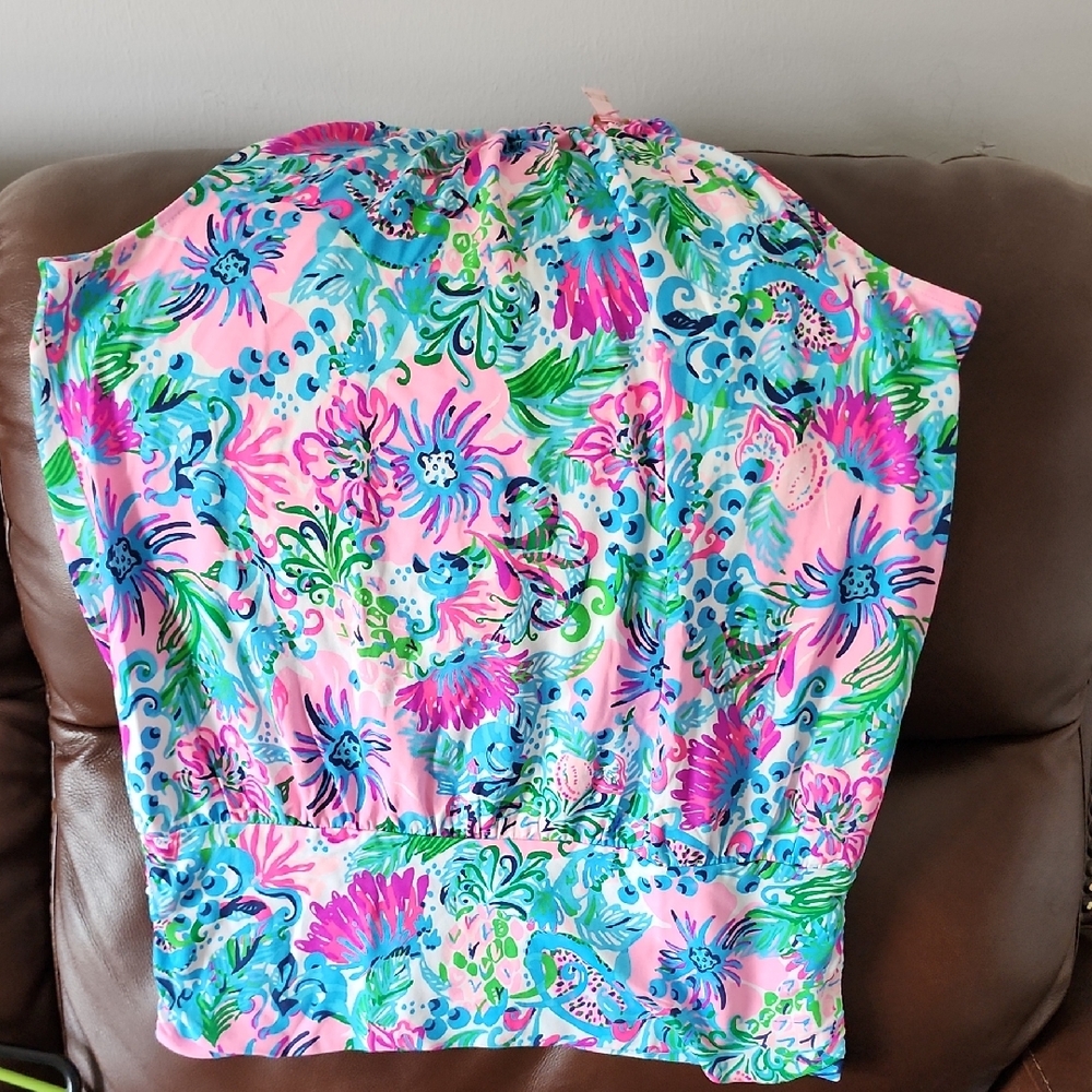 Lilly Pulitzer Pink and Blue Floral Blouse